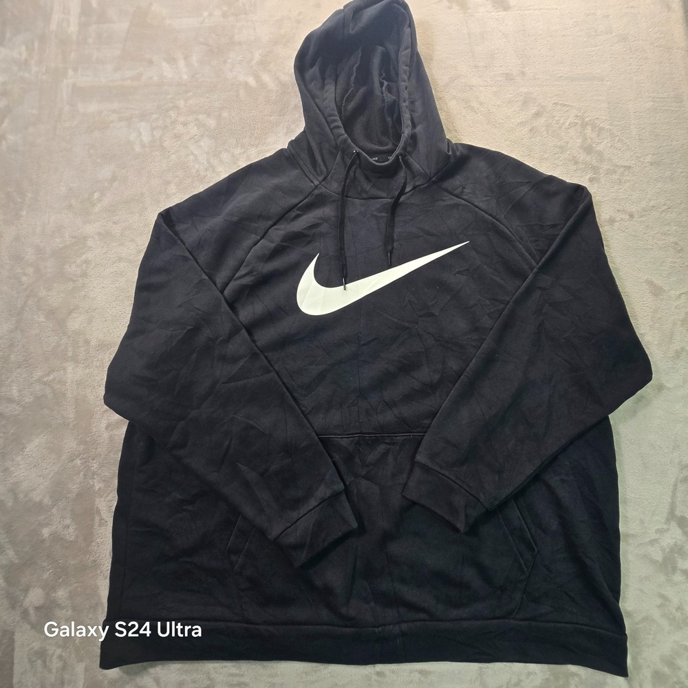 Nike Dri Fit Hoodie Mens 3XL Black Standard Fit Big Swoosh Logo Training Outdoor